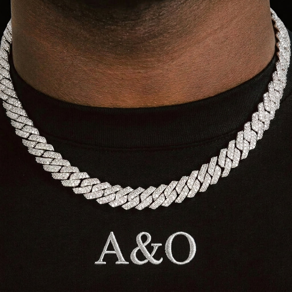Mens Silver Gold Cuban Link Chain for Men Women Diamond Necklace Chain Iced Out Chain Miami Cuban Link Bracelet Men Hip Hop Jewelry for Men and Women Jewelry Gift
