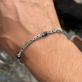 925 Silver Black Onyx King Chain Bracelet, Byzantine 5MM Byzantine Chain Bracelet, Bali Chain Bracelet, Men Solid Sterling Silver Chain